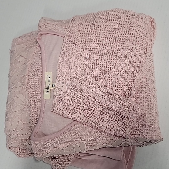 Indigo Soul Women's Lined Lace Layered Tunic 2XL Sequin Detail Long Sleeves Pink - Picture 9 of 10